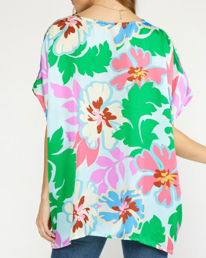 Floral V Neck Top