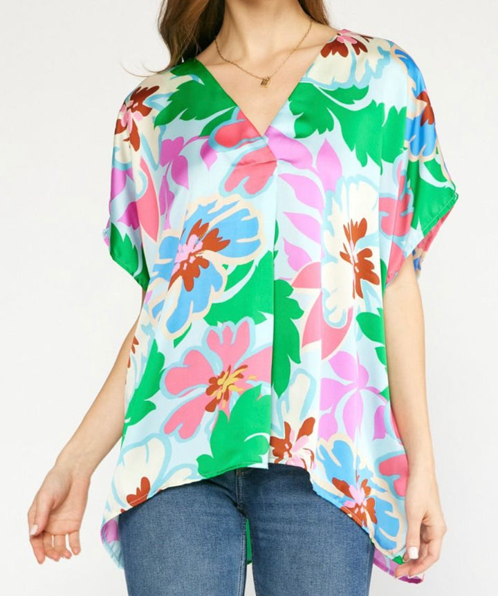 Floral V Neck Top