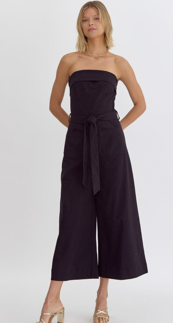 Solid Strapless Jumpsuit